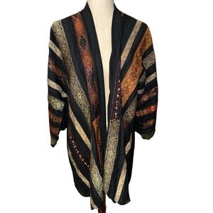 Anu Open Front Cardigan‎ Jacket Womens M  Art To Wear Pockets Old Money Classic